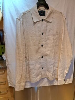 Liu Jo Men's Linen Shirt Jacket in Natural Beige
